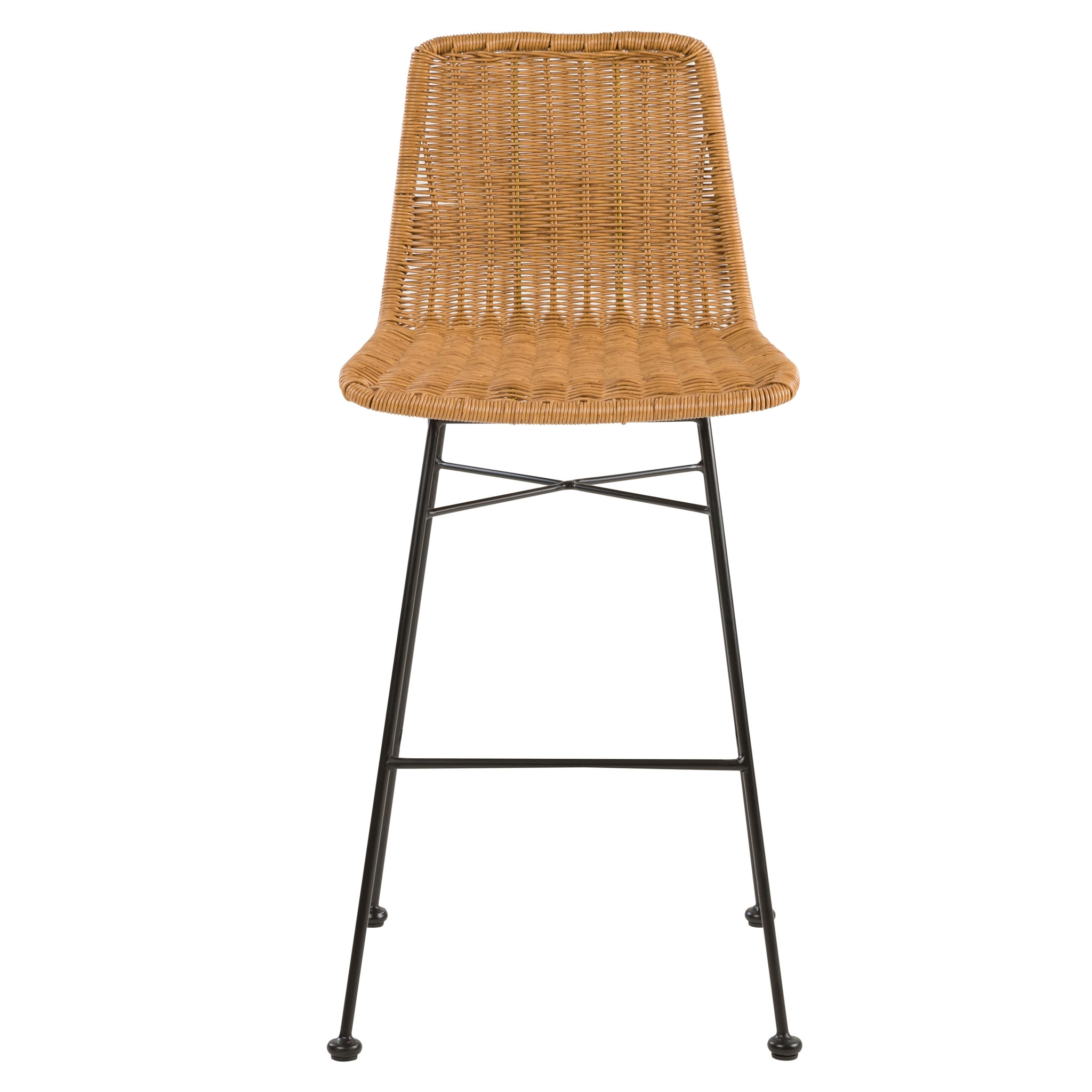 Lot de 2 chaises de bar mi-hauteur 63 cm en résine tressée marron - Mandya