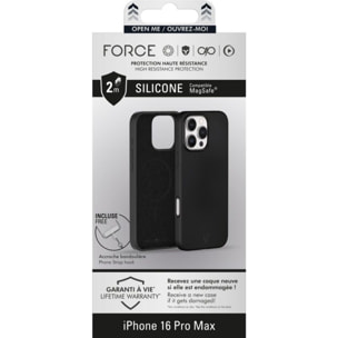 Coque FORCE CASE iPhone 16 Pro Max MagSafe siliconne Noir