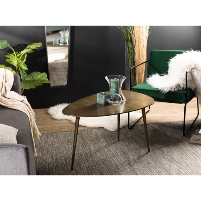 JOHAN - Table basse goutte d'eau aluminium doré