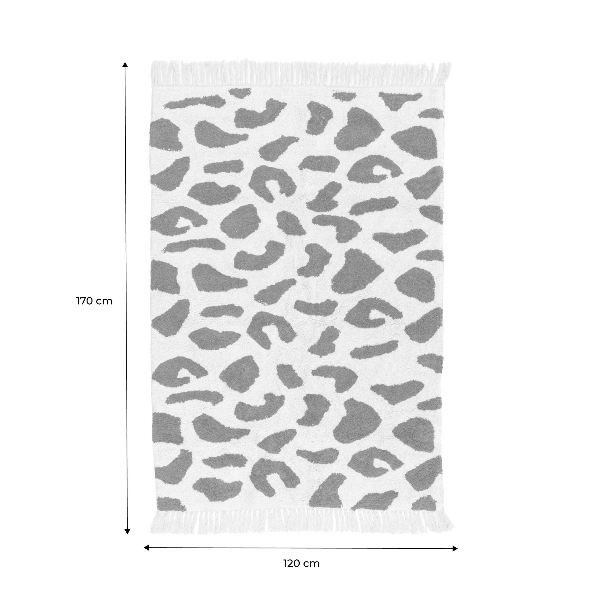 Tapis intérieur coton motif tacheté vert foncé avec franges Glen 120x170cm