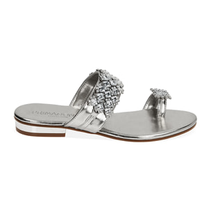 Sandali flat gioiello argento laminato