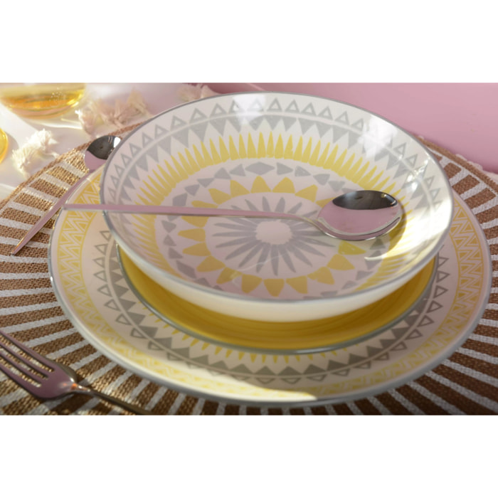 Lot de 6 ASSIETTE CREUSE JAUNE - COACHELLA