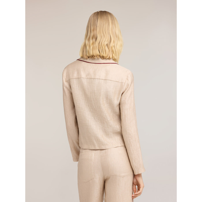 Motivi - Camicia in crépon con applicazione gioiello - Beige