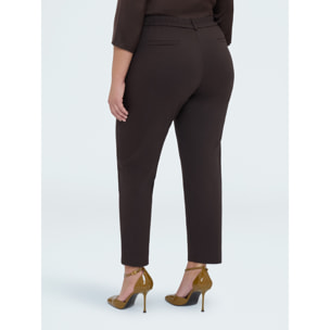 Fiorella Rubino - Pantalones Carrot Fit en Punto Milano - Marrón