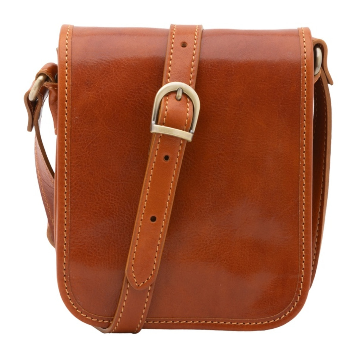 Borsa a tracolla da uomo in vera pelle - Modello False - Made in Italy - 20.0 x 16.5 x 10.0 cm