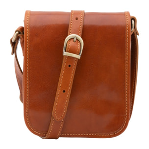 Borsa a tracolla da uomo in vera pelle - Modello False - Made in Italy - 20.0 x 16.5 x 10.0 cm