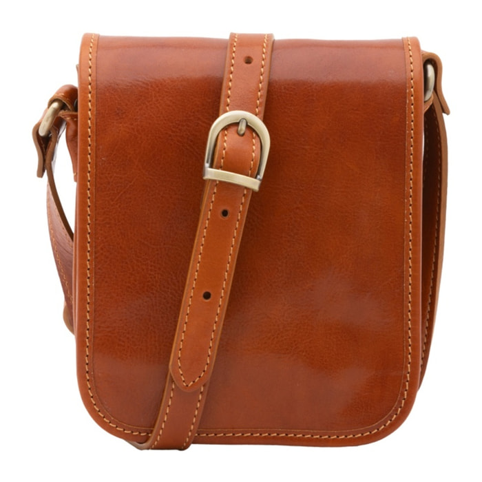 Borsa a tracolla da uomo in vera pelle - Modello False - Made in Italy - 20.0 x 16.5 x 10.0 cm