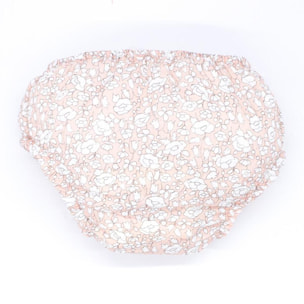 Cubrepañal estampado de flor rosa. Elastico en la cintura y en las piernas.