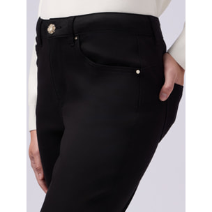 Oltre - Pantaloni skinny in cotone e tencel con bottone gioiello - Nero