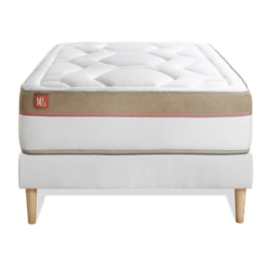 Ensemble Matelas Le Cosy - 30cm - Mémoire de forme - Confort durable - Sommier kit Blanc