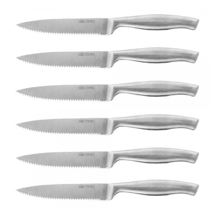 Set de 6 Cuchillos Profesionales de Carne con Sierra. Mango y Hoja forjados en u