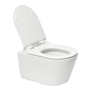 Pack WC sans bride Brevis, fixations invisibles + Abattant softclose slim + Bâti support Geberit UP100 + Plaque blanche