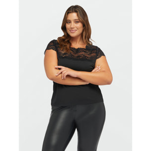 Fiorella Rubino - T-shirt con pizzo - Nero