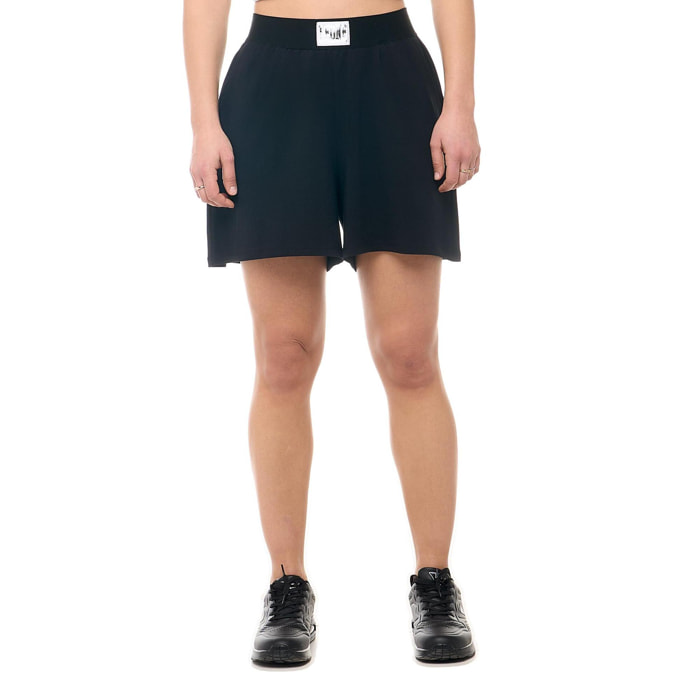 Bermudas mujer Leone 1947 Apparel en algodón elástico con parche boxeo. Estilo deportivo.