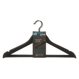 3 cintres "Rubber" noir en bois