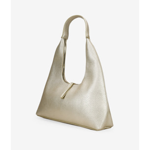 Bolso de hombro dorado con cremallera