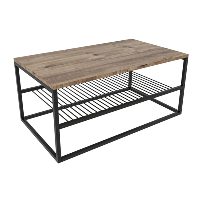 Table basse industrielle avec étagère INDUS