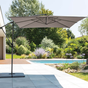 Parasol déporté carré "Manoa" taupe D2,5x2,5m en acier