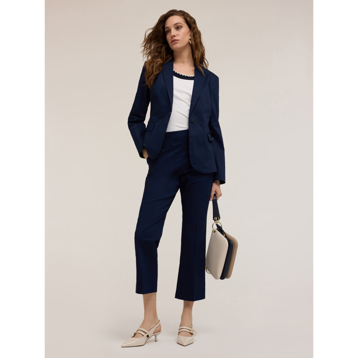 Motivi - Blazer monopetto in cotone tecnico - Blu
