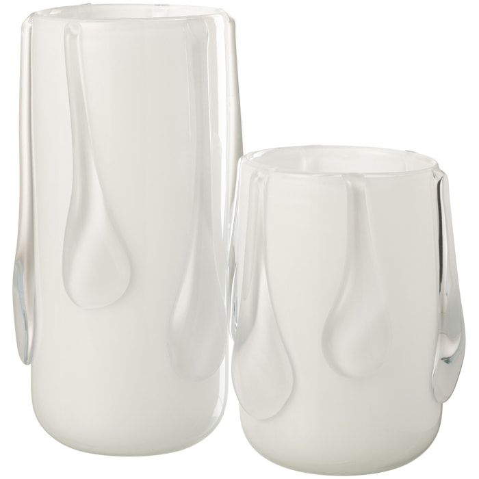 J-Line Vase Drippy Verre Blanc Poudre Large