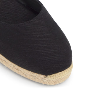 Alpargata de cuña 3 cm en lona de algodón con pulsera y hebilla