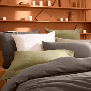 Taie d'oreiller pur lin lavé 165 g/m² uni marron Le lin lave ebene