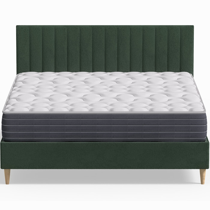 Pack lit en velours + Matelas mémoire de forme - ELIOT & MEMO HR