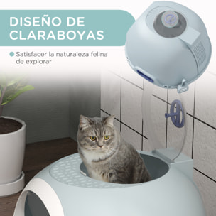 Caja de Arena para Gatos Arenero Cubierto con Cajón Arenero Cerrado para Gatos con Claraboya Abatible Bandeja Extraíble y Pala 47x55x44 cm Azul