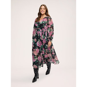 Fiorella Rubino - Vestito lungo con stampa floreale - Nero