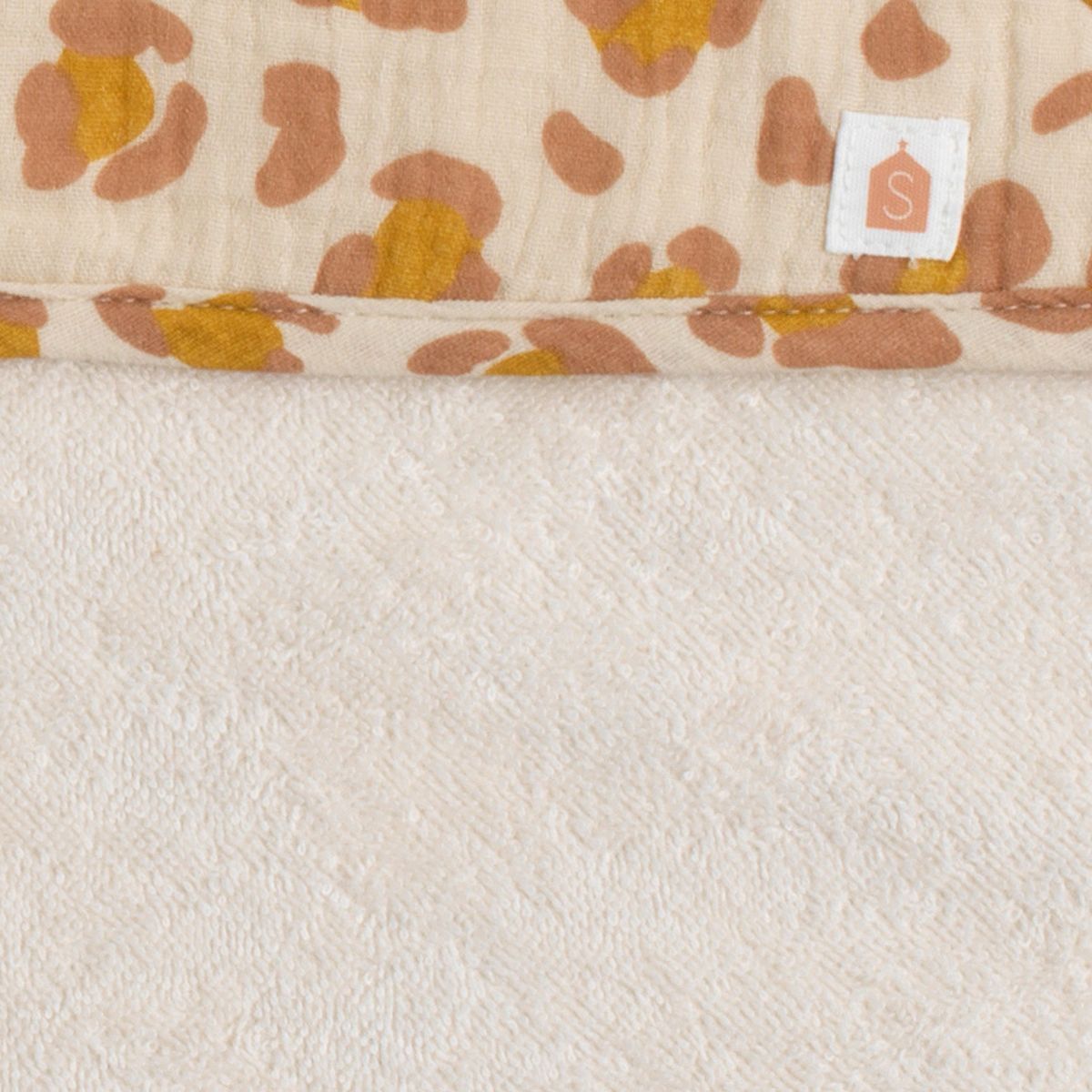 Cape de bain bébé en gaze de coton et gant léopard