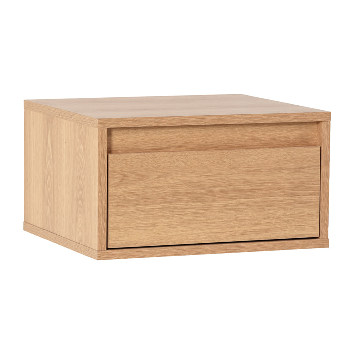 Mesita de noche flotante Tori 1 cajón efecto Roble