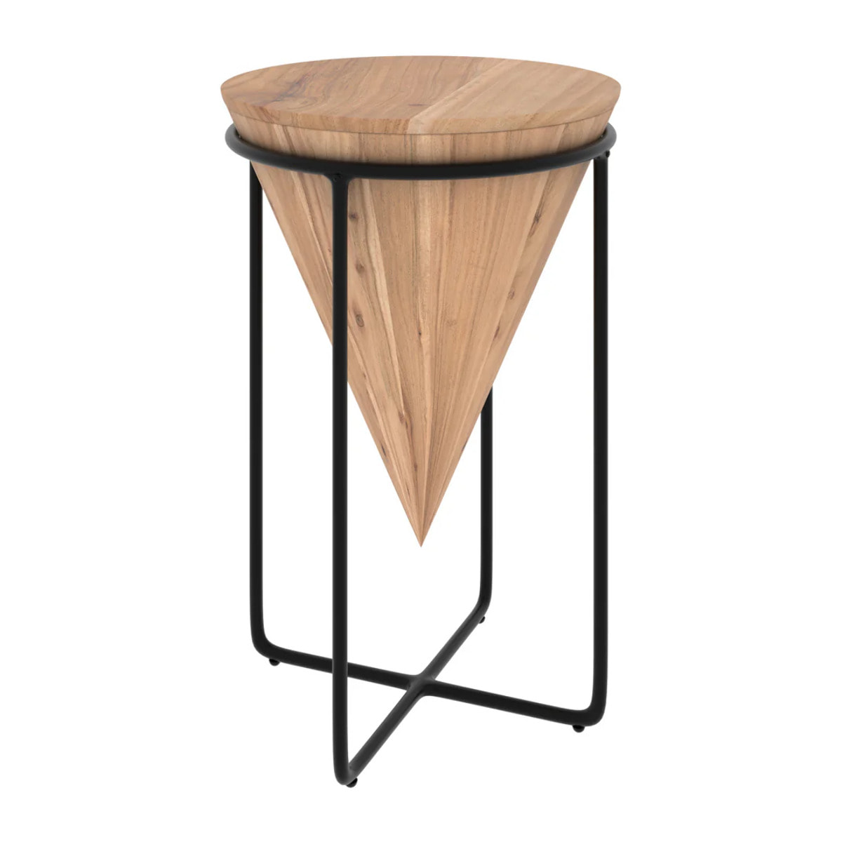 Grande sellette en bois d'accacia et métal D41 cm - Mafana