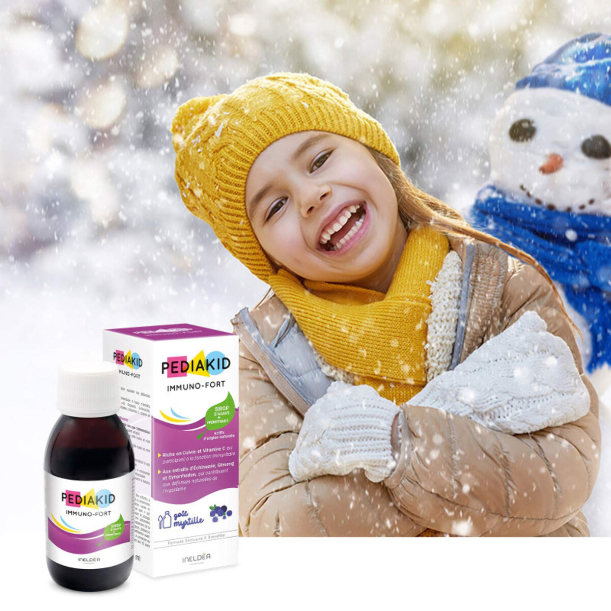 PEDIAKID - Sirop Immuno-Fort - Complément Alimentaire Naturel - Formule Exclusive au Sirop d'Agave - Aide à Soutenir les Défenses Naturelles de l'Organisme - Goût Myrtille - Lot de 2 flacons