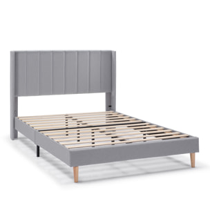 Estructura de cama tapizada Noelia de 30 cm Gris Claro