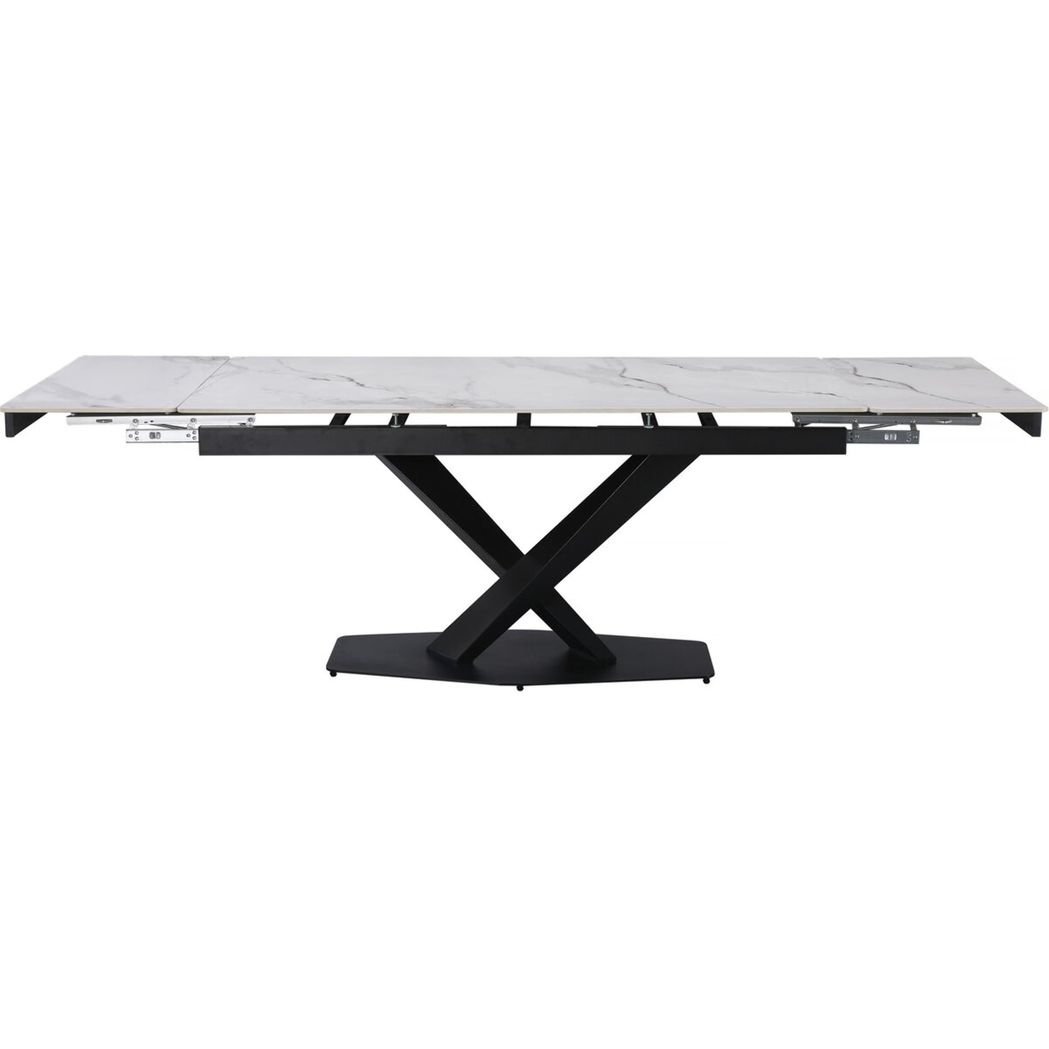 Table à manger extensible en céramique 6 à 10 personnes "Silence" - Blanc marbré gris