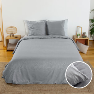 Parure de lit polyester réversible imprimé zèbre 2 places gris ONDULA