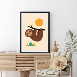 Affiche  slow life Affiche + cadre en bois - Noir