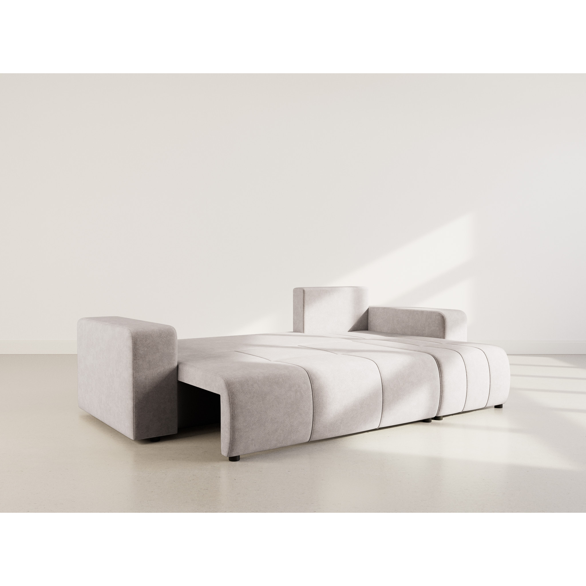 Nicole - canapé d'angle réversible 4 places convertible avec coffre en tissu - Gris clair