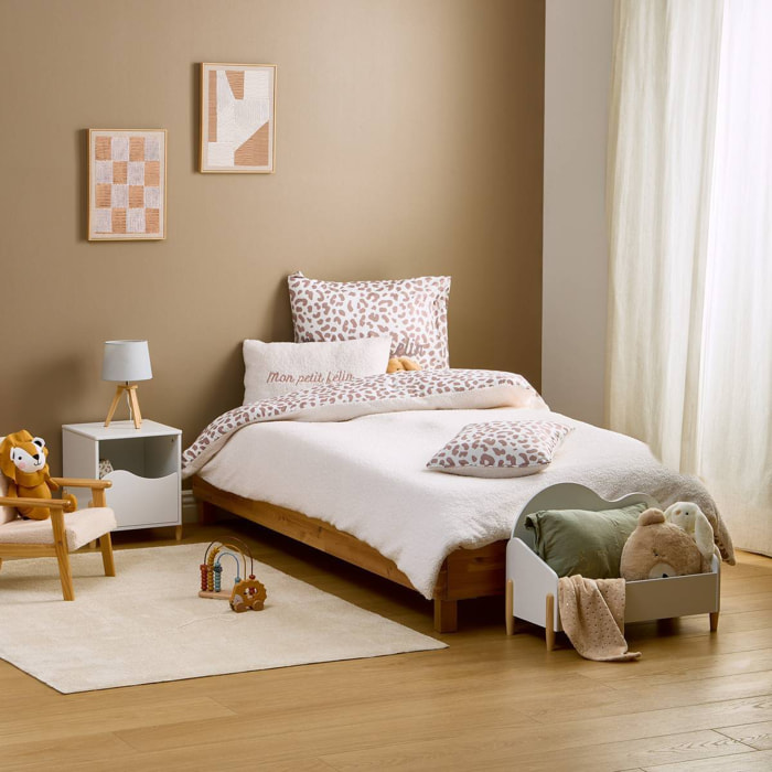 Parure de lit réversible Jaiko 140x200cm blanc/motif félin