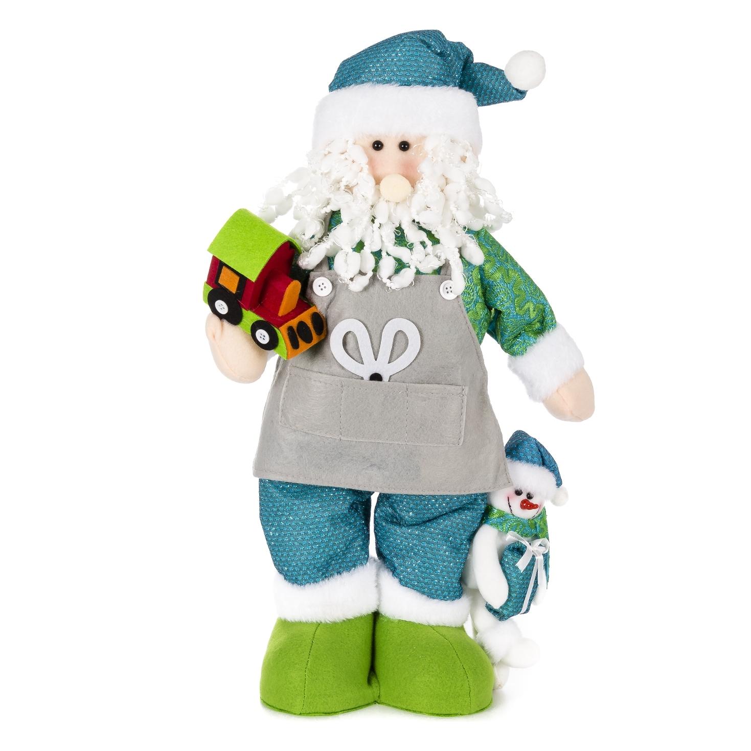 DAM Figura Babbo Natale con trenino e pupazzo di neve, 50 cm. 26x11x50cm. Colore blu