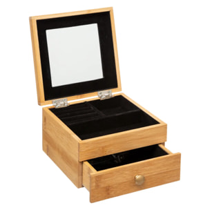 Petite boîte à bijoux avec miroir bambou