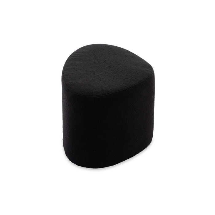 tabouret. pouf en forme de galet en tissu noir. TAO L 60 x P 44 x H 40cm