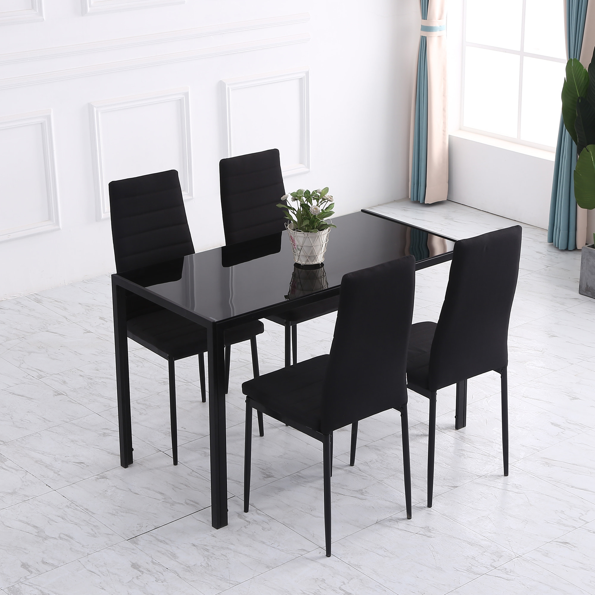 Lot de 4 chaises de salle à manger design tissu noir