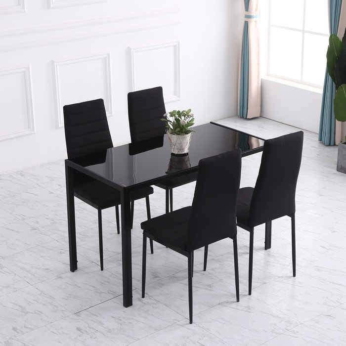 Lot de 4 chaises de salle à manger design tissu noir