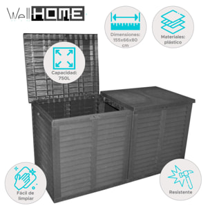Baul almacenaje para jardin XXL 750L - 155x66x80cm