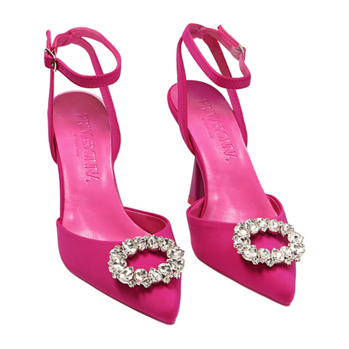 Décolleté slingback gioiello fucsia, tacco 10 cm