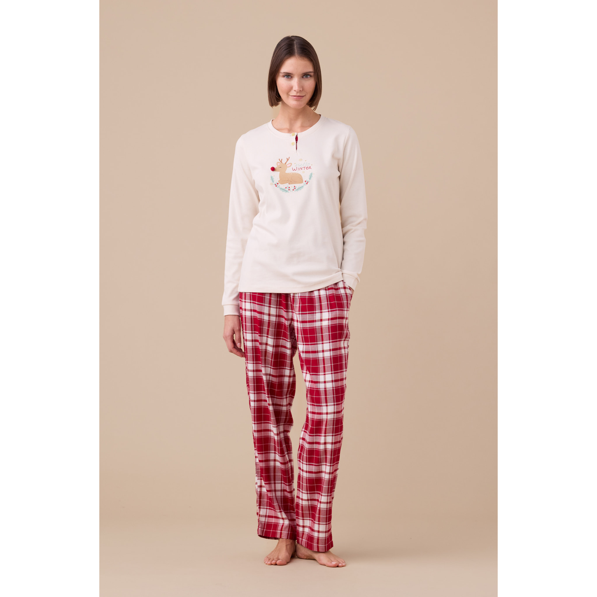 Pigiama donna caldo cotone articolo renna Noidinotte