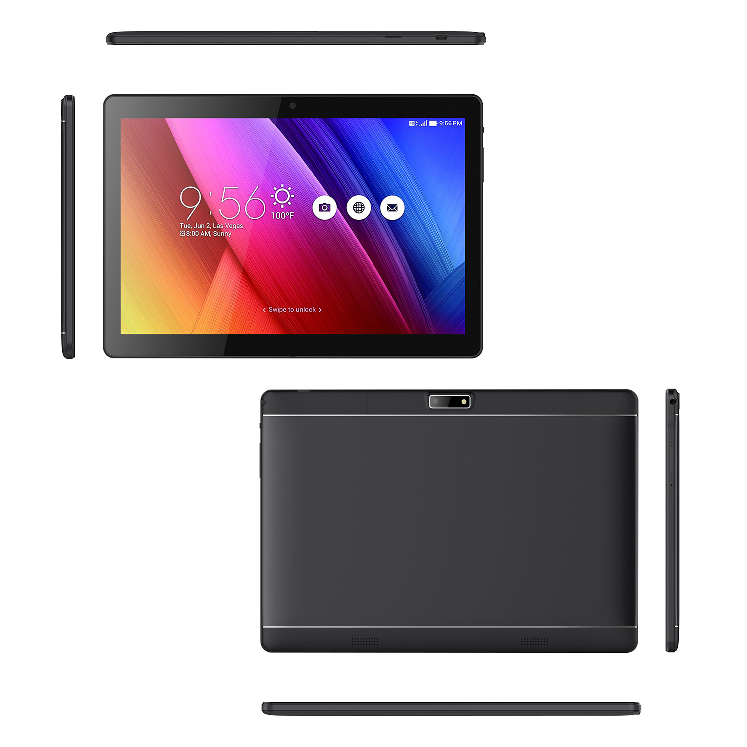 Tablet WiFi. SO Android 12. Pantalla 10,1'' 1280x800px. ARM Cortex™-A53 Quad-Core,1.7Ghz 4GB RAM + 64GB. Doble cámara.