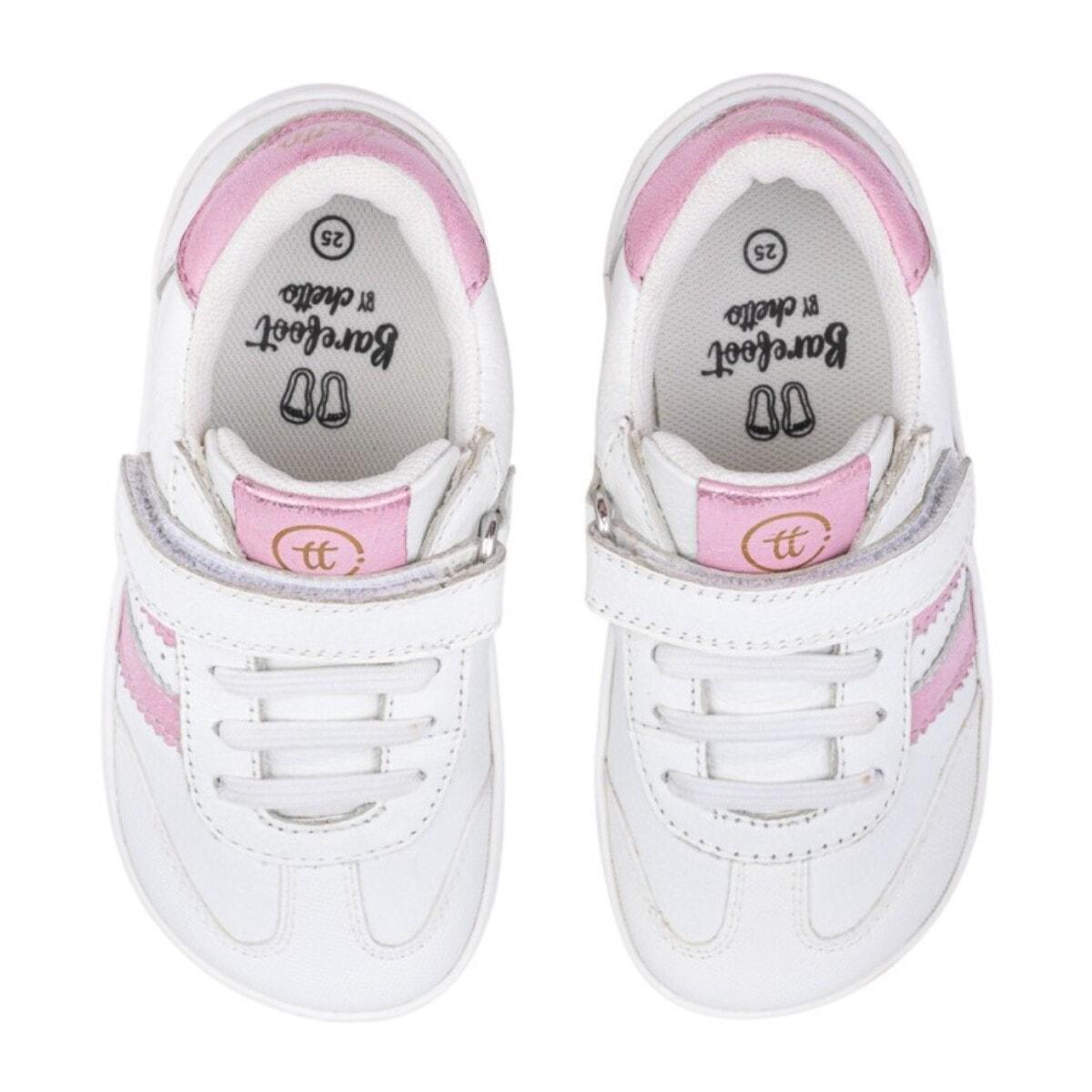 DEPORTIVA BAREFOOT CHETTO PIEL CON DOBLE FRANJA ANIMAL BLANCO - PINK