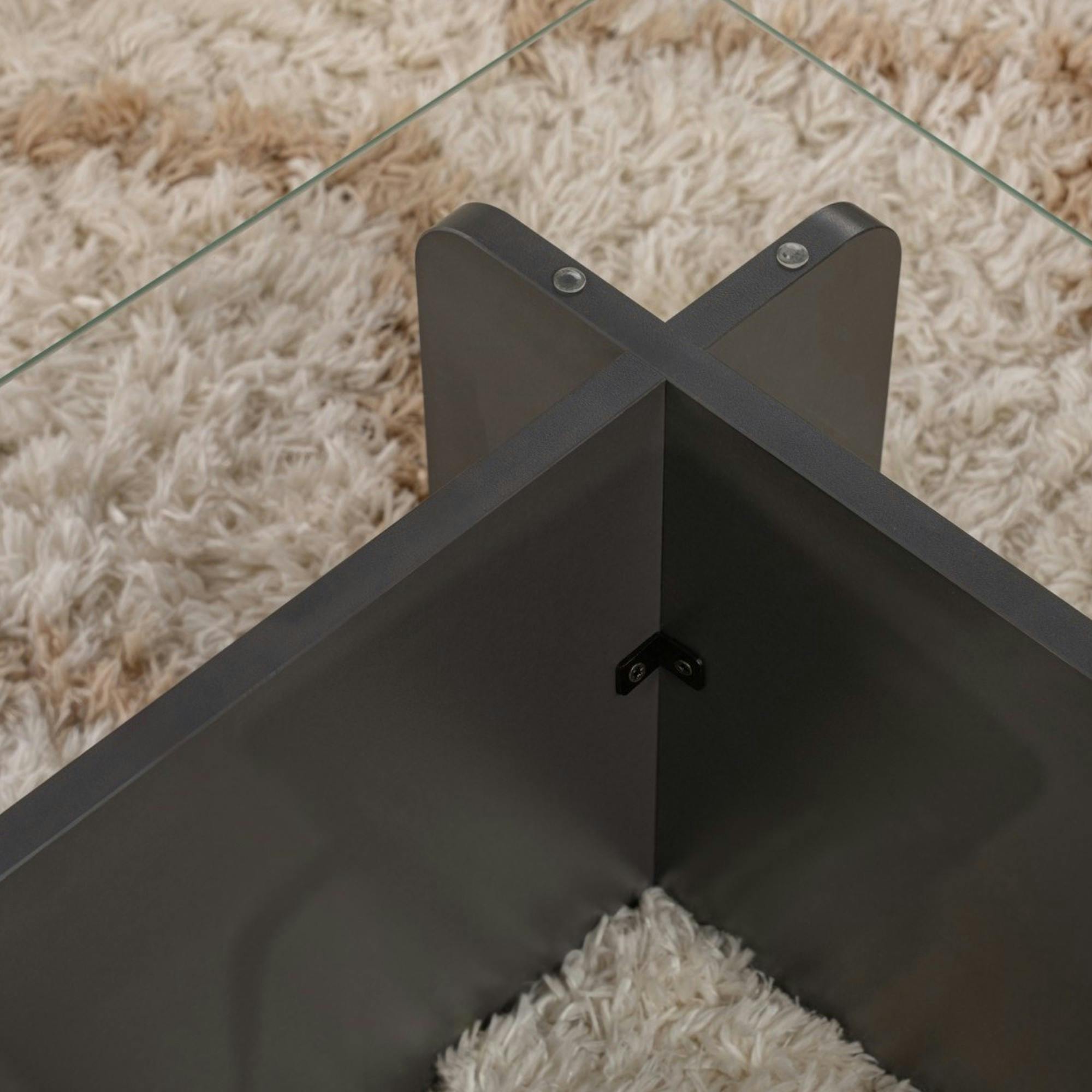 Table basse verre déstructurée – base gris anthracite SALTA